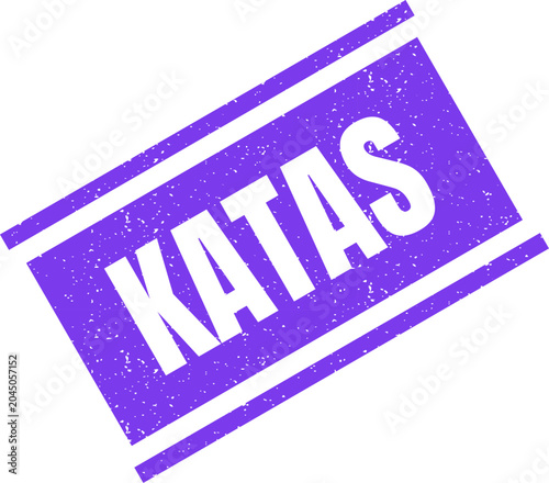 Obraz na płótnie Purple rectangular rubber stamp imprint with the word Katas featuring a distress