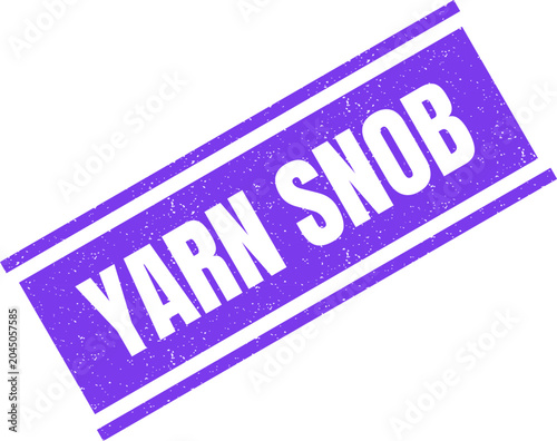 Φωτογραφία Purple rectangular rubber stamp showing the text yarn snob with a rustic and dis