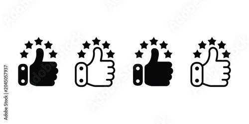 Tableau sur toile Thumb Up and Five Stars Icons Vector Illustration for Customer Review, Best Rati