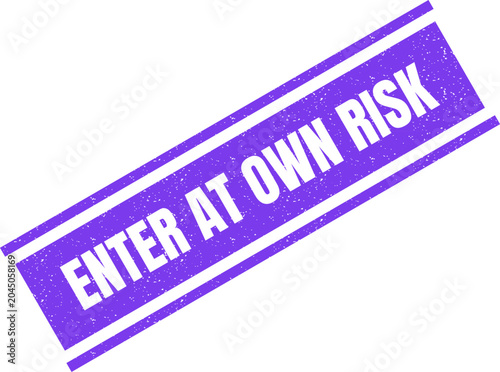 Canvas-taulu Purple rubber stamp design featuring the text enter at own risk in a bold font