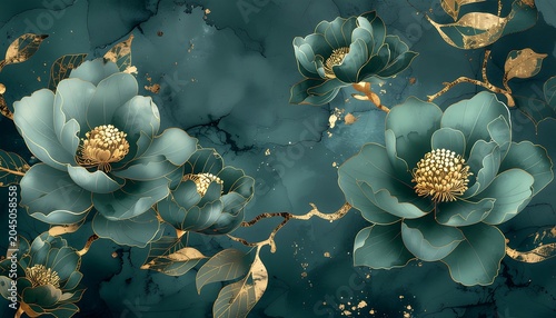 Beautiful green flowers with gold accents.