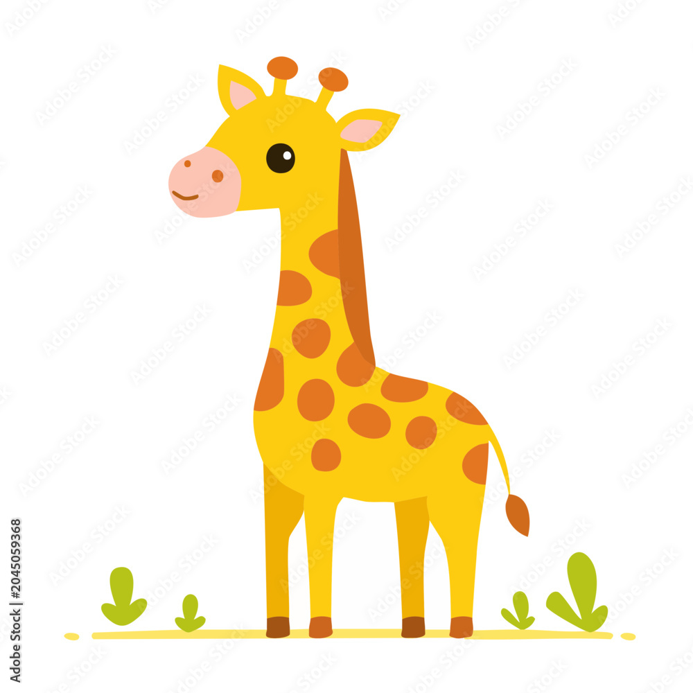 Obraz premium Cute cartoon giraffe illustration in flat design style