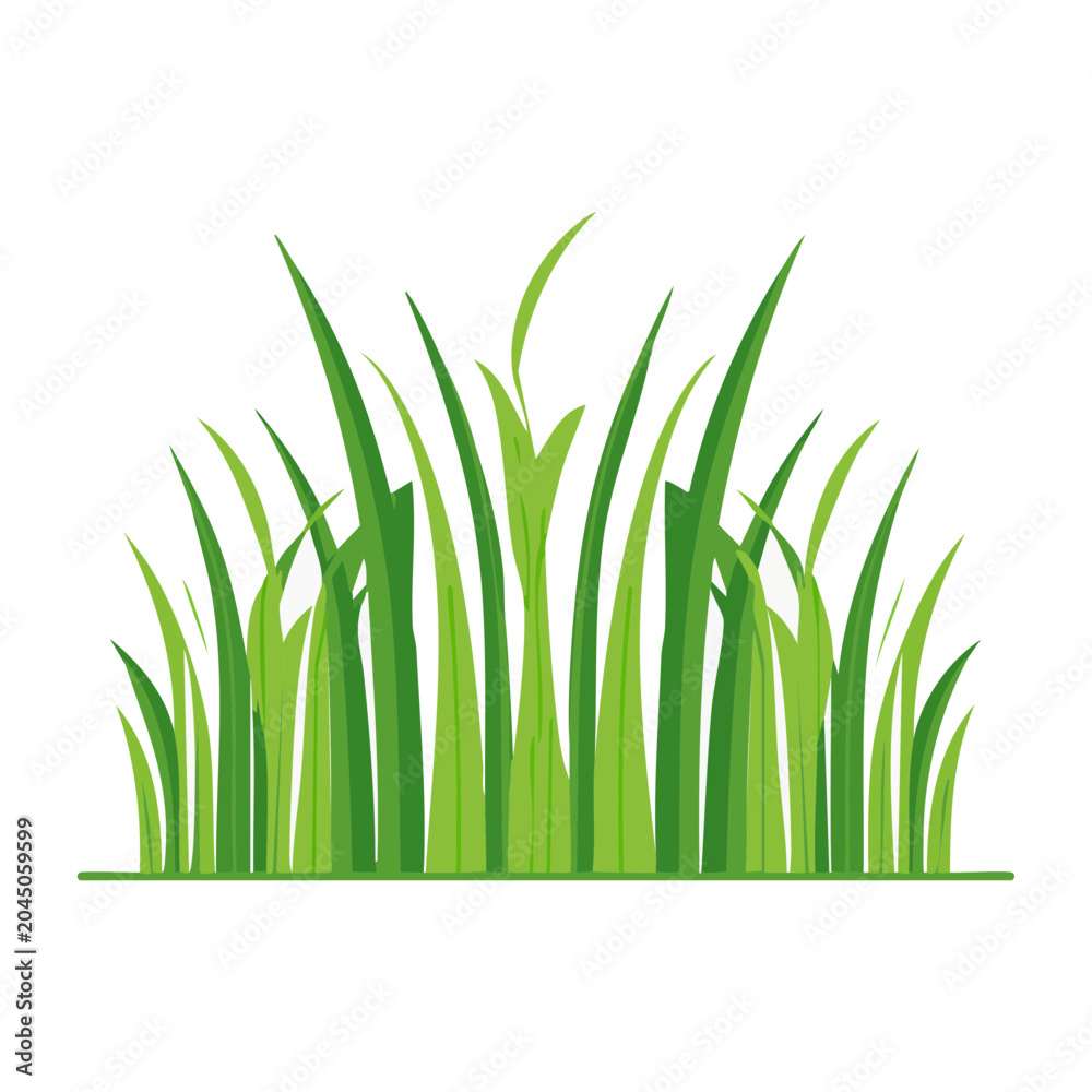 Fototapeta premium Green grass illustration with white background