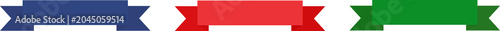 Ribbon banner illustration, blue, red, green, isolated on transparent background
