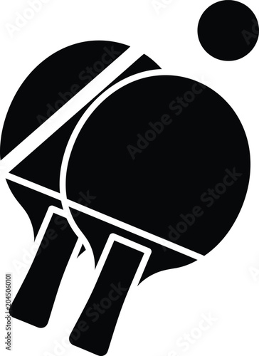 Overlapping Table Tennis Rackets and Ball Icon