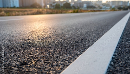 Asphalt road with white line marking.