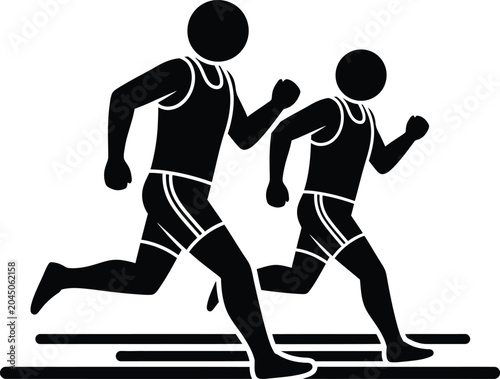 Two Human Figures Running Side-by-Side Icon