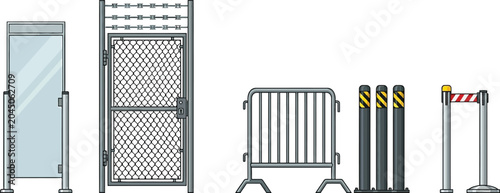 Cuadro en lienzo Diverse set of security and crowd control barriers featuring glass partitions me