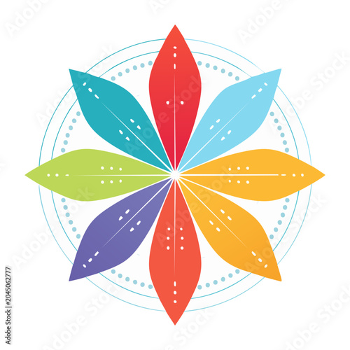 Colorful abstract flower with dot pattern