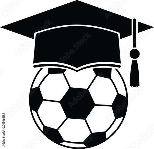 Graduation Cap Resting on Soccer Ball Icon