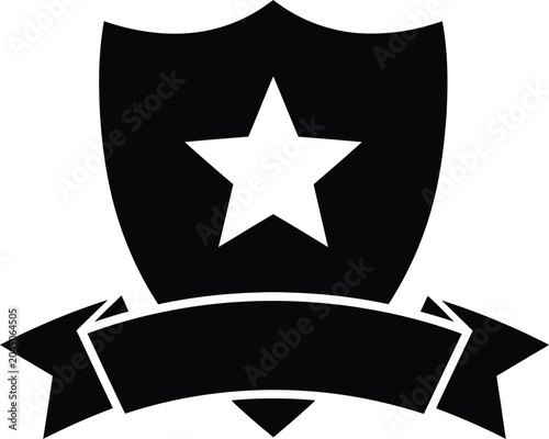 Shield Shape with Central Star and Banner Icon