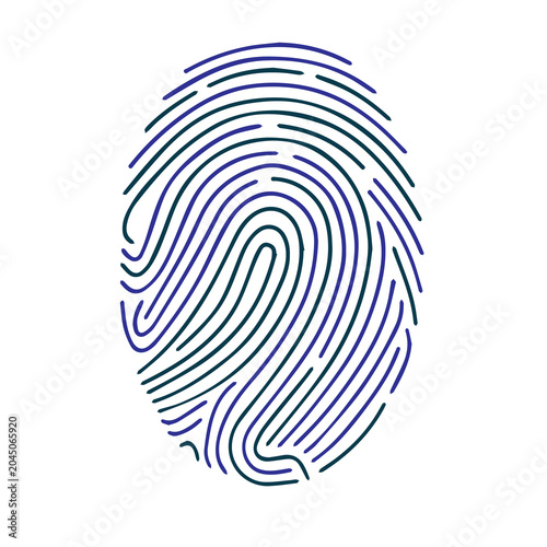 Stylized biometric fingerprint identification icon with fingerprint biometric identification security identity verification technology authentication protection thumbprint personal