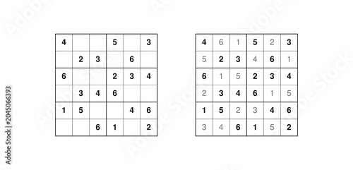 Valokuva Mini 6x6 Sudoku Logic Puzzle with Answer Key Vector