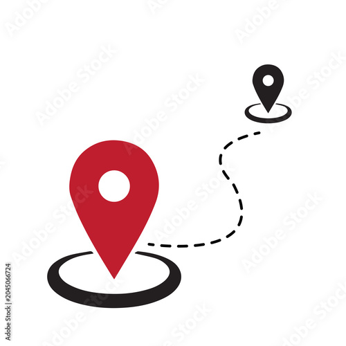 Location pin travel route concept with dotted path and destination marker location navigation destination direction tracking position wayfinding transport logistics isolated movement