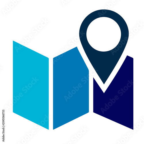 Folded map icon with navigation pin marker for geolocation and travel planning location navigation geolocation destination illustration direction position interface geography mapmarker