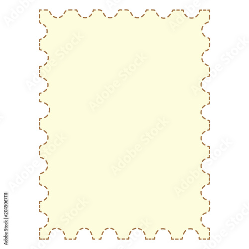 Blank vintage postage stamp frame with serrated edges serrated rectangular background template stationery collection envelope decorative communication shipping document parchment