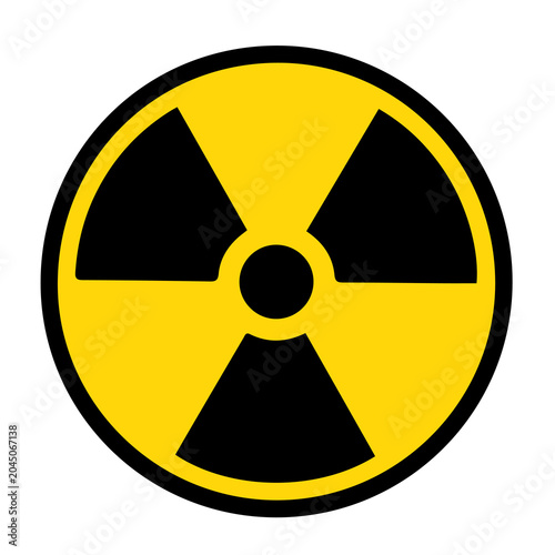 Standard yellow and black radiation hazard symbol for radioactive materials warning with radiation radioactive contamination industry environment materials exposure biological chemical