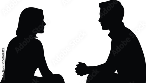 Foto Silhouette of a man and woman talking to each other