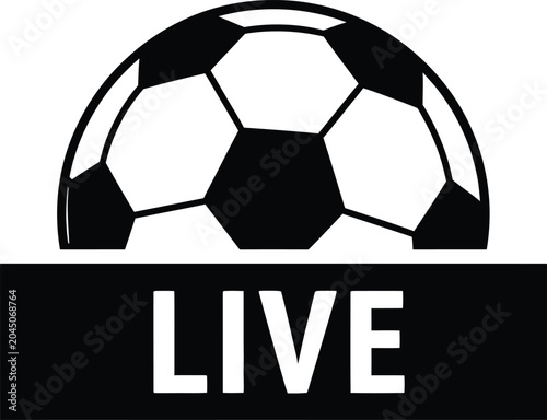 Stylized Soccer Ball with LIVE Text Silhouette Icon