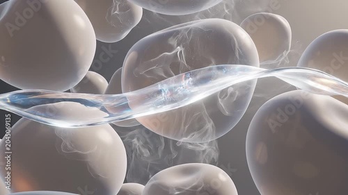 Abstract organic cellular flow with glowing bio-luminescent liquid loop 1