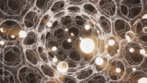 Abstract organic cellular flow with glowing bio-luminescent liquid loop 2