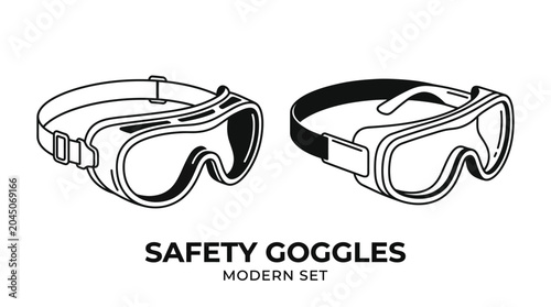 Modern Safety Goggles for Eye Protection in Sports and Work Environments.
