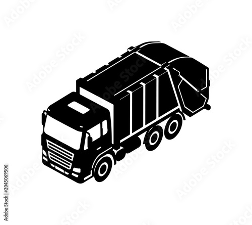 Black and white combine harvester, agricultural tractor, farming vehicle, illustration