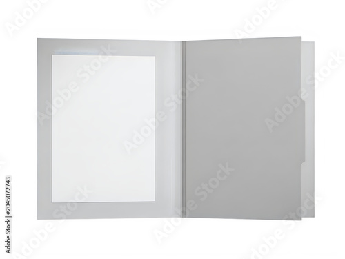 Minimalist open book with blank pages isolated on white background