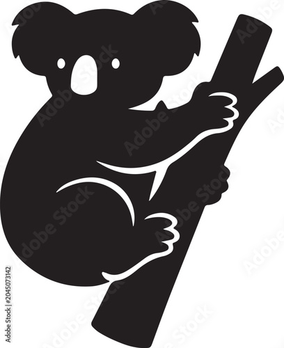 Photography Minimal koala silhouette icon vector isolated on white background for logo and branding