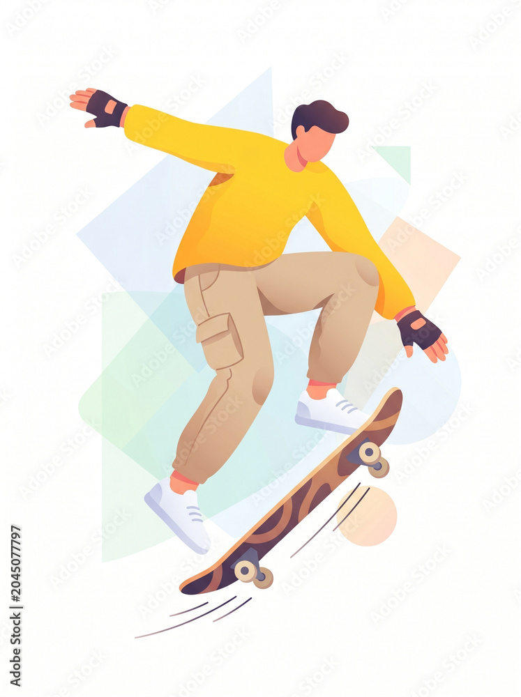 Obraz premium Urban Ollie - Minimalist Skater Life Graphic Art