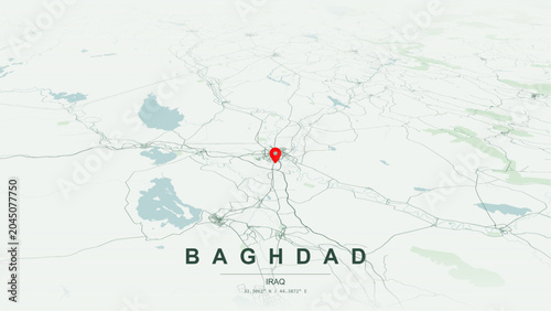 Bild auf Leinwand Modern minimalist vector map of Baghdad, Iraq
