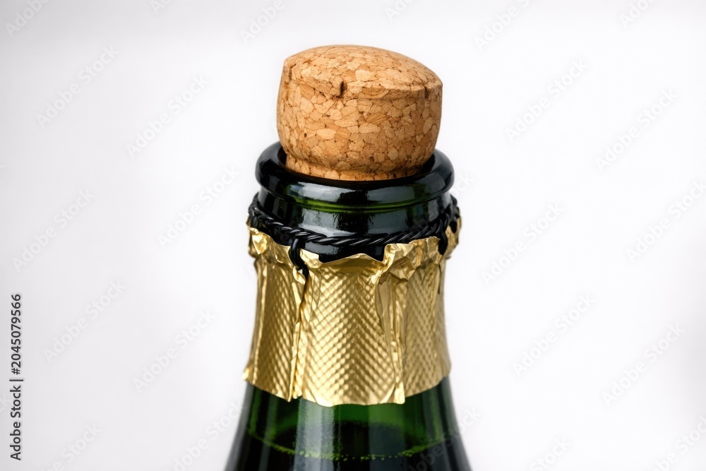Fototapeta premium Close-up shot of a bottle of wine with a cork