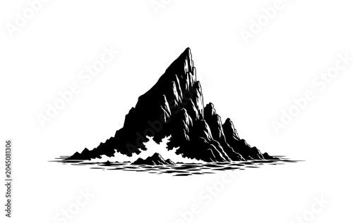 Geometric triangle pyramid, black and white shapes, polygonal pattern, abstract design element