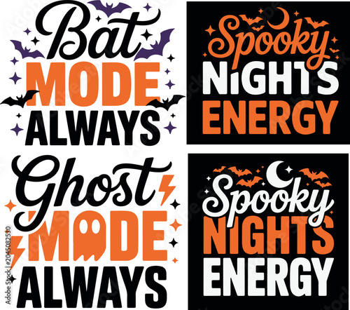 Halloween T-Shirt Design Set Spooky Halloween Quote Bundle