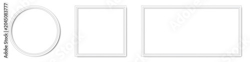 Tableau sur toile White picture frame and image gallery border with circle square rectangle shadow