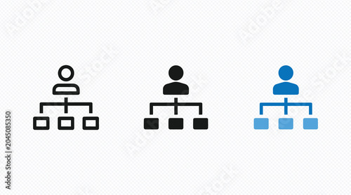 Organizational chart icon with hierarchy structure. Concept of business management, team organization, workflow, leadership and corporate structure