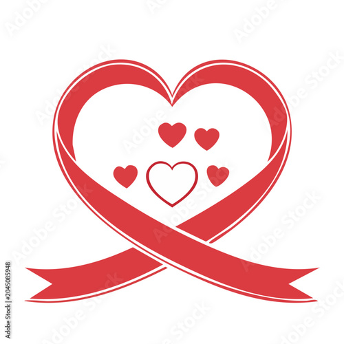Red heart ribbon with smaller hearts