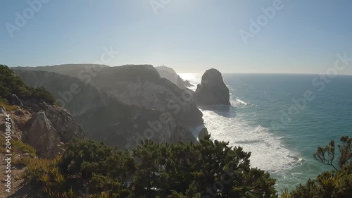 POV Clifftop Hike With Sweeping Views of Rugged Cliffs Above Praia da Ursa, Sintra, Portugal