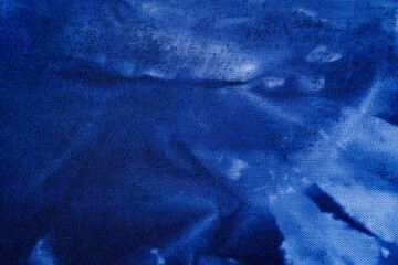 Macro blue tie dye fabric texture detail