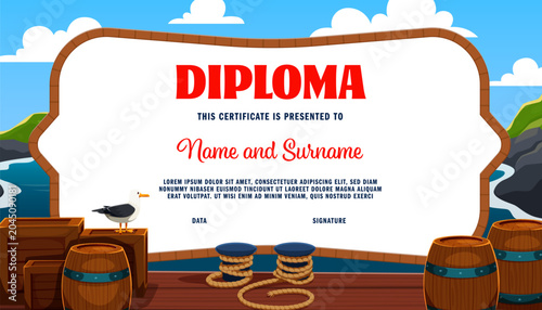 Foto Kids pirate diploma with rope frame