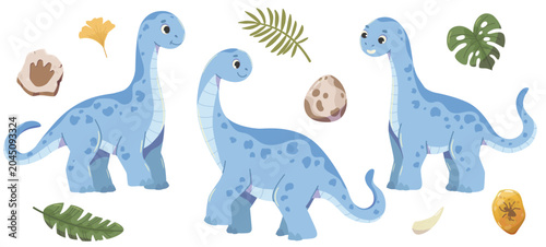 Bild auf Leinwand Herbivorous dinosaur with a long neck and tail