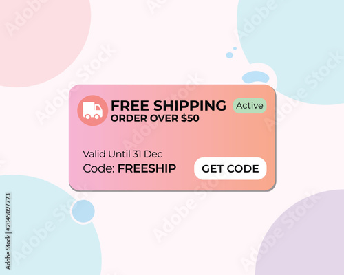 Free Shipping Discount Voucher on Pastel Background