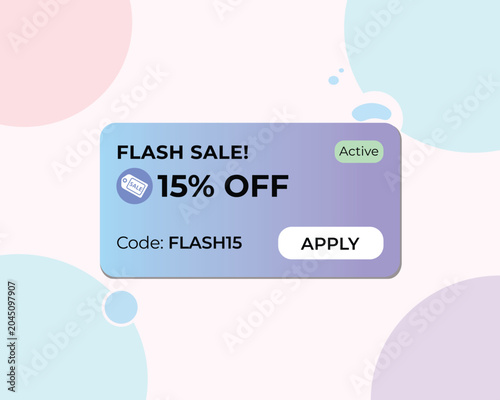 Discount badge with 15 percent off sale promotion