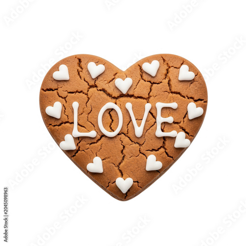 Chocolate heart shaped gift with love lettering