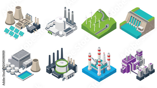 Canvas-taulu Power plant industrial facility and energy station map.