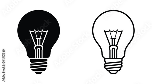 Bild auf Leinwand Light Bulb Silhouette In Two Styles Black And Outline Silhouette