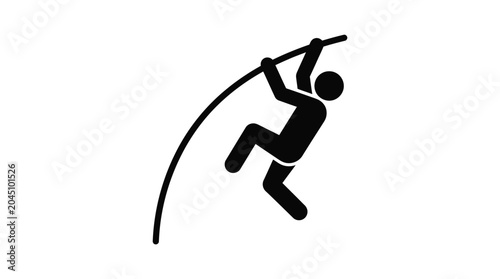 Tableau sur toile Pole vaulter in action black silhouette vault