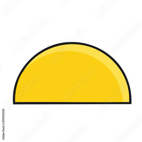 Yellow semicircle icon with black outline