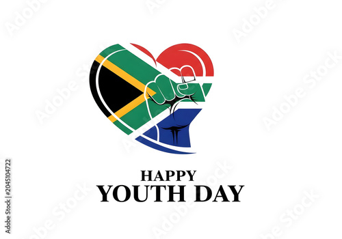 Happy youth day heart with south african flag