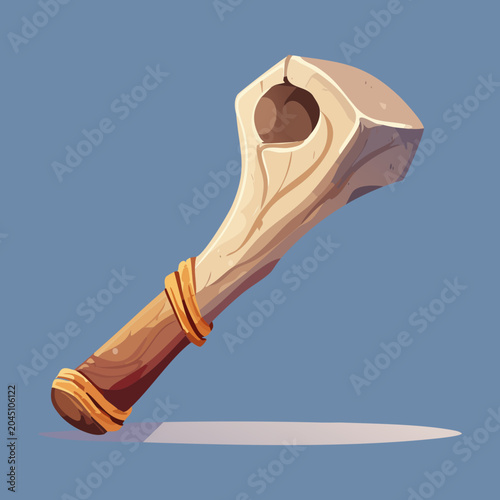 Fotografie A modern and beautiful ancient primitive bone bludgeon tool used by stone age hu